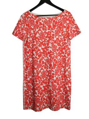 Tory Burch Elizabeth Shirt Dress Red Cream Floral Pima Cotton Pullover Sz Small